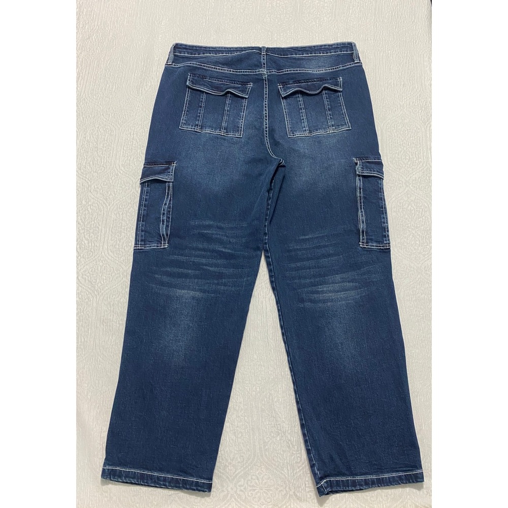 Novamen Mens 40‎ Blue Carpenter Jeans Relaxed Utility Pockets Baggy Wide Leg